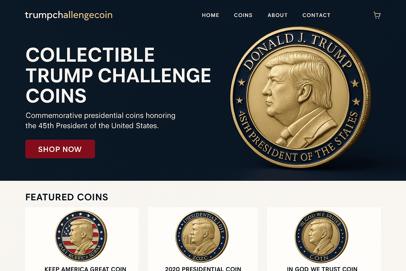trumpchallengecoin.com website mockup